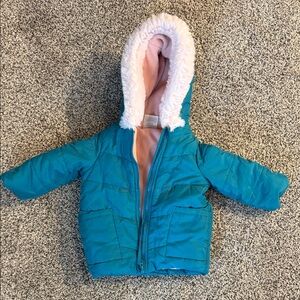 First Impressions Teal and Pink Kids Puffer Jacket